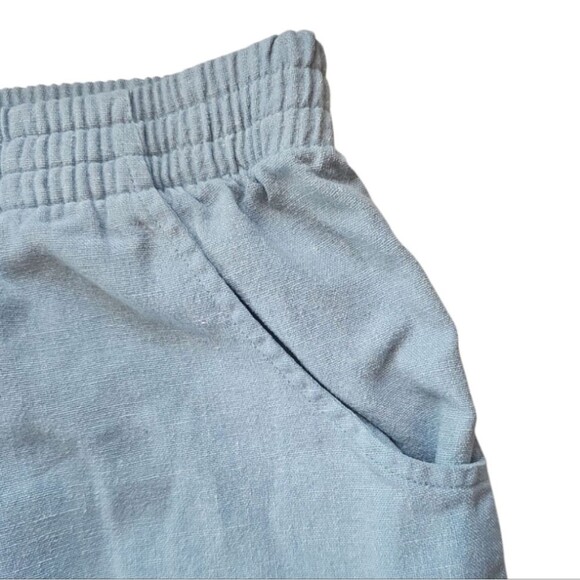 Adolfo Sport Linen Blend Shorts Slate Blue Sz M Pull On Elastic Waistband Beach - Picture 4 of 9